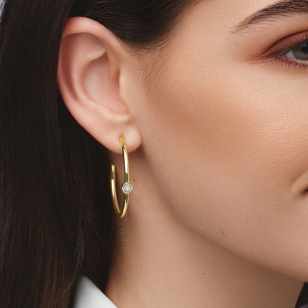 Jennifer Miller NIB Bezel Cut Yellow Gold Plated Earrings - Picture 4 of 7